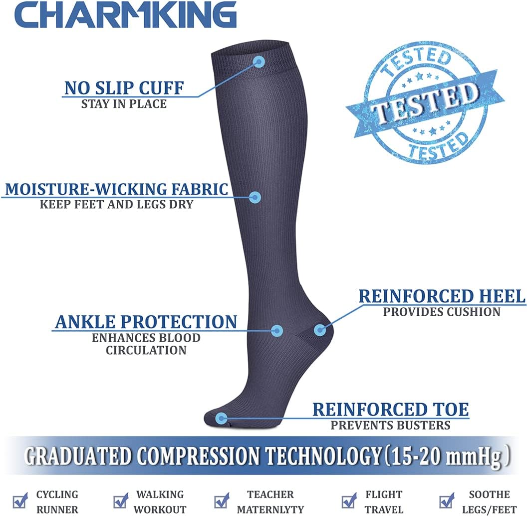 Calcetines de compresión unisex  15-20mmhg L/XL CHARMKING